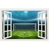 Sunxciast Adesivi Murali Ombra Verde Campo Da Calcio Adesivi Murali 3D Effetto Finta Finestra Casa Soggiorno Camera Da Letto Decorazione Adesivi Murale Murale 60 * 90Cm(24 * 36Inch)