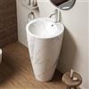 Inbagno Lavabo Freestanding Da Terra 50x85 Cm In Ceramica Con Effetto Marmorizzato Bianco Linea Tokyo