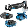 HÖGERT TECHNIK Set di sega a sciabola a batteria, 18 V, senza spazzole, con batteria da 4 Ah e caricatore rapido, 0 - 3000 giri/min, 28 mm, ingranaggio in metallo, impugnatura anti-vibrazione +