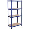 SONGMICS Scaffalatura a 4 Ripiani, Scaffale in Acciaio, Montaggio Rapido, Utensili, Strumenti in Garage, Magazzino, Ripostiglio, Portante 520 kg, 40 x 80 x 160 cm, Blu GLR44Q