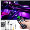 QAUBEN Auto illuminazione ambiente 64 colori multicolore musica fibra ottica RF telecomando controllo auto fai da te kit di illuminazione dell'atmosfera decorativa DC 12V 1W 8m