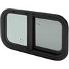 HHEMSTD Finestra per camper con zanzariera 500x300mm, finestra scorrevole in alluminio nero e vetro temperato, finestra laterale per camper, roulotte e furgone