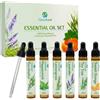 ORIENTLEAF Set di oli essenziali, 6 x 10 ml, miscele di oli profumati per diffusore, oli profumati per candele e saponi, lavanda, menta piperita, albero del tè, eucalipto, arancia e citronella