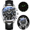 OLEVS Mens Watches Luxury Chronograph Waterproof Luminous Analog Quartz Classic Business Sports Watch Watch for Men (Black Gold Silver)