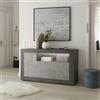 Dmora - Credenza Ledro, Buffet da Soggiorno, Madia da Salotto, Dispensa da Cucina, Made in Italy, 138x42 h86 cm, Ardesia e Cemento