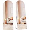 SONGMICS Specchio a Figura Intera, 160 x 50 cm, Specchio da Terra ad Arco con Supporto, Cornice in Lega di Alluminio, Vetro Temperato, Camera da Letto Soggiorno, Bianco Opaco LFM031WC01