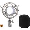 Lukvcoe Metallo Shock Mount per microfoni a condensatore 47-53, antivento, argento