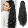 XFSRG 50cm Extension Coda di Cavallo con Clip Finta Riccia Pinza Coda Capelli Extension con Pinza Effetto Mosso Lungo Voluminoso per Donna Acconciatura Quotidiana e Festa (Nero)