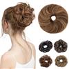 Rich Choices Chignon Finto per Capelli Veri 23g Mini Posticci Chignon Facile per Capelli Updo Messy Bun Coda Mossi Ricci Elastico Extension da Donna #4/27 Marrone Cioccolato/Biondo Miele