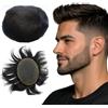 N.L.W. NLW Toupet da uomo in capelli veri, 100% naturale sistema di sostituzione dei capelli umani densità media, traspirante francese pizzo parrucca pezzo 8 * 10 pollici (#1B Natural Black)