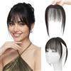 SEGO Pro Frangia Clip Capelli Veri #1B Nero Naturale Frangetta Leggera Handmade Silk Base Extension Umani Naturale Topper Human Hair (9g)