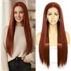 Sapphirewigs Parrucca lunga e liscia 13x6 con rete, colore rame, per donna, capelli sintetici, densità 150%, ideale per feste e uso quotidiano, Natale, 66 cm