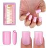 NOVO OVO Short Sharp Square Nail Tips Press on Pure Color Pink Richiede Colla per unghie Matte Soft Gel Estensione Artificiale, Copertura completa per unghie fai da te, 15 misure, 180 pezzi