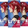 LIVE Schwarzkopf LIVE Ultra Brights 092 Pillar Box Red (3 x 142,5 ml), Colorazione per risultati intensi o pastello, dura 12-15 lavaggi, con balsamo per la cura