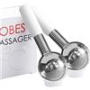Lazzybeauty Globi di ghiaccio infrangibili in acciaio inossidabile per trattamenti viso, rullo rinfrescante per viso, collo e occhi, bastoncini di crio per la cura della pelle, mira a occhiaie, gonfiore, rughe e