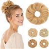 Rich Choices Chignon Finto per Capelli Veri 23g Mini Posticci Chignon Facile per Capelli Updo Messy Bun Coda Mossi Ricci Elastico Extension da Donna #18/613 Biondo/Biondo Chiaro