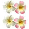 Clockjuan Hawaiana Frangipani-Plumeria - Fermagli per capelli a forma di fiore, 7 cm, colore: bianco e rosa, 4 pezzi