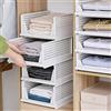 Bossjoy Set di 4 contenitori impilabili e pieghevoli per armadio, in plastica bianca, facili da aprire e da ripiegare, si estraggono come cassetti, adatti per casa, camera da letto, cucina