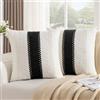 DakTou Copricuscini Divano 45x45 Bohémien Cotone Nero Decorativi Quadrate Federe Cuscini Coperture Moderno Casale Intrecciato Strutturato Federe Cuscino per Divano Camera da Letto Casa Set di 2