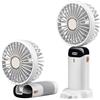 Rainberg Ventilatore portatile portatile con display a LED, impostazioni a 5 velocità, batteria da 5000 mAh, regolabile a 90 gradi, ventilatore da tavolo, ventilatore a mano (bianco)