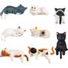 Gyism Set di 8 mini statuette a forma di gatto, simpatiche decorazioni per scrivania, auto e ufficio, statuette decorative in miniatura per schermo, acquario, interni, piccoli animali