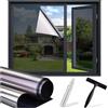 Lifetree Pellicola a specchio per finestre, per interni, protezione solare autoadesiva, dal calore, UV, privacy, nero, grigio, 44,5 x