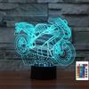FLRXHK Luce notturna a LED con illusione 3D per moto, lampada da tavolo con telecomando, 16 colori, luce notturna a LED ottica, decorazione per la stanza dei bambini
