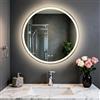 Olyvren Specchio da bagno rotondo da 49.5 cm con illuminazione a LED | Specchio cosmetico con retroilluminazione, 3 temperature di colore, antiappannamento, luminosità regolabile, IP56