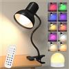 Lamptobe Lampada Lettura Ricaricabile con Pinza per Letto, Luce Scrivania Senza Fili, 15 Colori 10 Luminosità, Protezione Occhi, Lampada Flessibile per Cameretta Bambini, Campeggio, Atmosfera RGB