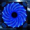 GLOBALHUT Ventola per telaio a LED da 12 cm, con 15 luci per raffreddamento CPU, ventola del radiatore in ABS per case del computer, compatibile con PC da gioco (colorata) (blu)