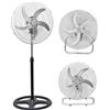Mediawave Store - Ventilatore a Piantana Potente, Diametro 50cm, Ventilatore a Piantana 3 in 1, Ventilatore da Tavolo, da Parete, Potenza 50W, 3 Velocità, 5 Pale, Cromato