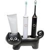Vyloky Portaspazzolino per gatti in ceramica, 2 fori (3,3 cm) e 1 foro (5 cm), stravagante organizer per spazzolini elettrici, dentifricio, pennelli, pennelli, per bagno e ufficio (gatto nero)