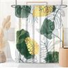 Uiiooazy Tenda Doccia Antimuffa, Tenda da Doccia 180x220cm Verde Boho Tropicale Astratta Foglie di Palma Nero Oro Tende da Bagno Tessuto Lavabile Impermeabile Tende per Vasca da Bagno con 12 Anelli