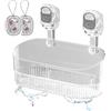 Generic Scatola portaoggetti a ventosa per bagno, senza fori, grande capacità e forte portante, potente organizer da appendere alla doccia, mensola da bagno a parete, facile da installare (trasparente)