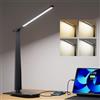 Honeywell Lampada da Scrivania LED Ufficio Casa Dimmerabile USB (Nera)