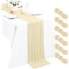 Pesonlook Set di 6 runner da tavola in lino beige chiaro - 3 m - Stile bohémien - 55 x 300 cm - Stile rustico e romantico - Per matrimonio, festa, cerimonia nuziale, Thanksgiving, Natale
