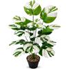 Vmhkjo Palma Artificiale in Vaso Piante Finte da Interno ed Esterno, Pianta Finta Tropicale Areca con Foglie Realistiche per Decorare Casa, Ufficio, Giardino e Soggiorno (Monstera Bianca Da 55 Cm)