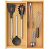 Lifewit Porta Posate in Bambù per Cassetto, Profondità 40 cm, Poggia Posate Regolabile da 17,8 a 30 cm, Portaposate da Cucina per Organizer Mestoli/Coltelli, Cucina Accessori Utili la Casa Tavola