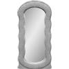 Baroni Home Specchio da Parete con Cornice in Tessuto Bouclè, Specchio Decorativo Moderno a Mezza Persona, Installazione Verticale, 80x40 cm (Grigio)