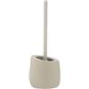 WENKO Spazzolino da bagno Badi beige ceramica - Portascopino WC con ciuffo in silicone e puliscibordo, Ceramica, 13.5 x 38 x 13.5 cm, Beige