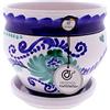 CR CERAMICA RAMBLEÑA CERÁMICA RAMBLEÑA | Vaso da Fiori Ceramica 100% Decorato a Mano | Vaso Esterno con Drenaggio Ø 21 cm - D116 | Fatto in Spagna 21x21x19 cm | Piatto Incluso