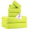 CASA COPENHAGEN Popcorn Texture Set di 6 asciugamani - Verde neon, 550 GSM, 2 teli doccia, 2 asciugamani viso, 2 lavette Set regalo in morbido cotone egiziano per uomo e donna