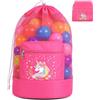 QIMMU Borsa Giochi Mare, Zaino Rete Spiaggia, Borsa per Giochi da Spiaggia, Borsa a Rete per Piscina, Ideale per Vacanze in Famiglia, Piscina, Picnic in Spiaggia (Rosa)