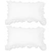 SHINEOFI Federe in cotone 50 x 70 cm con volant in pizzo bianco Set di 2 traspiranti e lavabili per camera e hotel