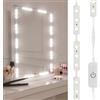 Worshow Luci a LED dimmerabili per specchio da trucco, 3 m, 60 perline LED, 6000 K, luce bianca diurna, 1200 lm, set con alimentatore da 12 V, illuminazione per specchio impermeabile per bagno e