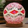 Maimeili Lampada a mosaico Vintage Retro tinto turco marocchino boheme lato letto colore vetro fatto a mano con base in legno USB carica decorazione luce per camera