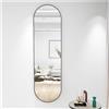 Generic Specchio da Parete Ovale a Figura Intera, Specchio da Trucco con Cornice in Metallo, Specchio a Figura Intera, Specchio per Il Trucco HD antideflagrante (Oro, 40x150 cm) (Nero 59,1L x 15,7
