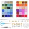 Magrimaxio 16000 Pezzi 3 mm perline per braccialetti, perline lettere set con filo elastico, Forbice, Pinzetta, Scatola Portaoggetti a Scomparti, Per la creazione di gioielli fai-da-te