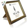 CABBEL Cornice CELI 15x15 cm Oro - Cornice Quadrata Decorativa Stile Barocco - Acrilico Infrangibile - Per Collage, Foto, Arte Murale - Elegante per Parete, Camera, Soggiorno