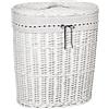HOMCOM Cesto Portabiancheria in Vimini con Coperchio Sacco Interno Bianco